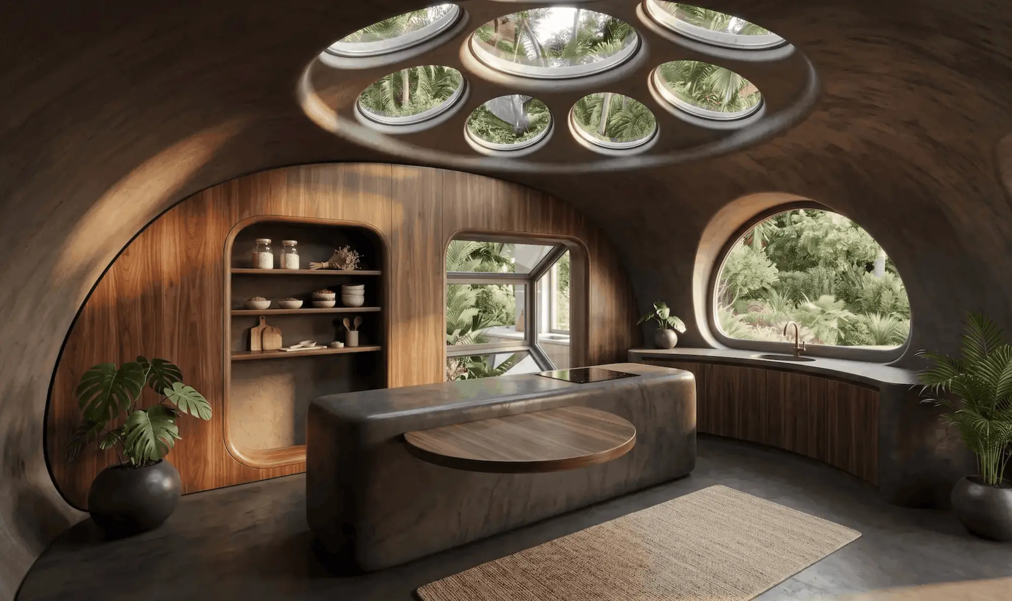 Warm family kitchen with curated stone and natural light